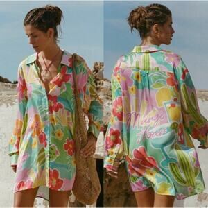 SPELL Margi Hour Shirt Dress in Multi Size Women's Small